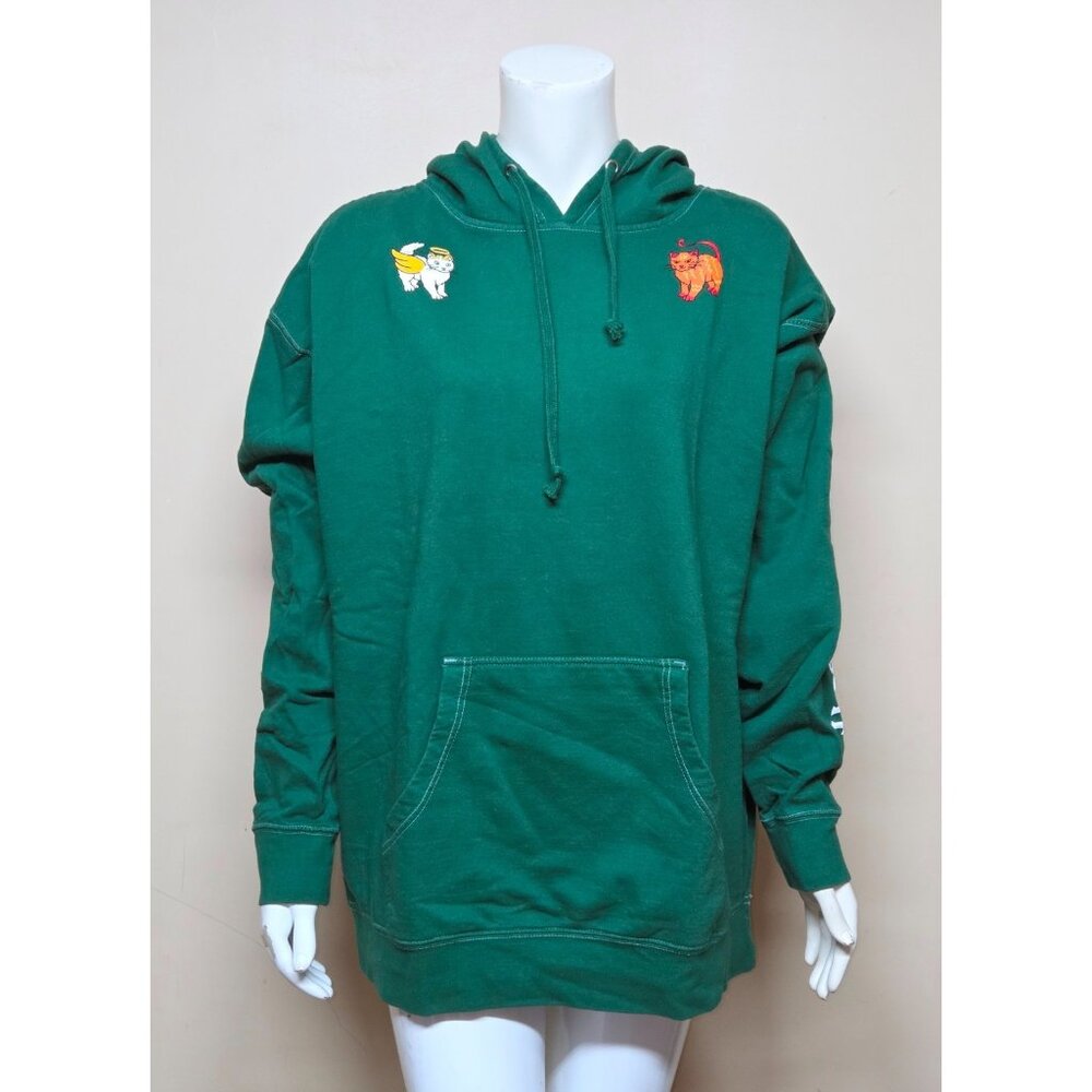 Emma Chamberlain Anything Goes Green Angel Devil Cat Hoodie Size XX Large